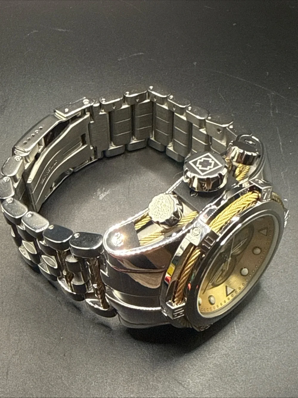 Invicta Bolt chronograph watch signature rope cable wire